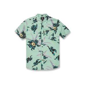 image:imageVolcom Mens Regular Marble Floral Short Sleeve Button Down Hawaiian ShirtIce