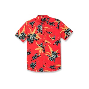 image:imageVolcom Mens Regular Marble Floral Short Sleeve Button Down Hawaiian ShirtRed Orange