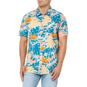 image:imageVolcom Mens Regular Marble Floral Short Sleeve Button Down Hawaiian ShirtSalmon