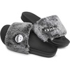 image:imageVolcom Womens Faux Fur Slide Sandals  CrissCross Strap Slippers with Plush FootbedHeather Grey