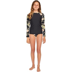image:imageVolcom Girls Simply Core Lycra Long Sleeve Rashguard 50 Uv ProtectionBlack Combo