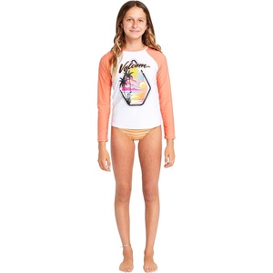 image:imageVolcom Girls Simply Core Lycra Long Sleeve Rashguard 50 Uv ProtectionDark Coral