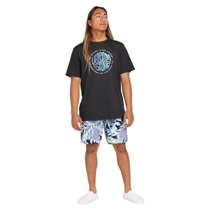 image:imageVolcom Mens 17 Elastic Waist Swim Trunks Stretchable UPF 50 Quick Dry Swim BottomsNavy Print