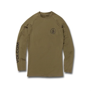 image:imageVolcom Mens Compression Fit Long Sleeve Rashguard  UPF 50 Sun Protection QuickDry Performance ShirtArmy