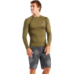 image:imageVolcom Mens Compression Fit Long Sleeve Rashguard  UPF 50 Sun Protection QuickDry Performance ShirtMilitary