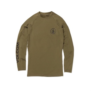 image:imageVolcom Mens Compression Fit Long Sleeve Rashguard  UPF 50 Sun Protection QuickDry Performance ShirtOlive