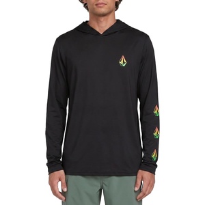image:imageVolcom Mens Long Sleeve Rashguard  UPF 50 Sun Protection QuickDry Performance Swim ShirtBlack Rasta