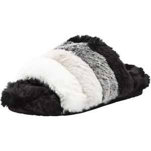 image:imageVolcom Womens Faux Fur Slide Sandals  CrissCross Strap Slippers with Plush FootbedBlack Puff