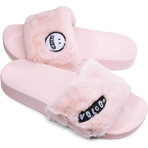 image:imageVolcom Womens Faux Fur Slide Sandals  CrissCross Strap Slippers with Plush FootbedBlush Pink
