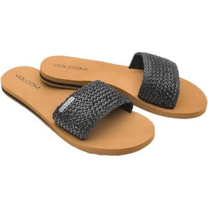 image:imageVolcom Womens Simple Slide Sandals  Cushioned Synthetic Leather Strap Slides With Padded FootbedBlack Braid