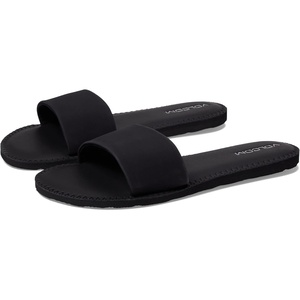 image:imageVolcom Womens Simple Slide Sandals  Cushioned Synthetic Leather Strap Slides With Padded FootbedBlack Out