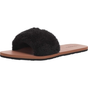 image:imageVolcom Womens Simple Slide Sandals  Cushioned Synthetic Leather Strap Slides With Padded FootbedBlack Shear