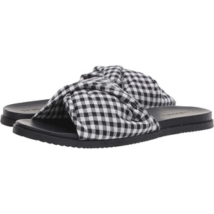 image:imageVolcom Womens Simple Slide Sandals  Cushioned Synthetic Leather Strap Slides With Padded FootbedBlack White White
