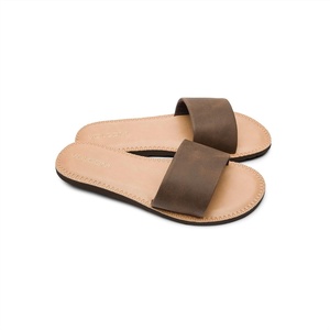 image:imageVolcom Womens Simple Slide Sandals  Cushioned Synthetic Leather Strap Slides With Padded FootbedDark Brown