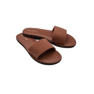 image:imageVolcom Womens Simple Slide Sandals  Cushioned Synthetic Leather Strap Slides With Padded FootbedDark Clay