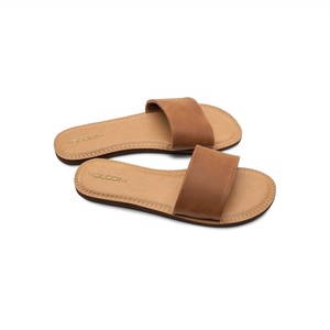 image:imageVolcom Womens Simple Slide Sandals  Cushioned Synthetic Leather Strap Slides With Padded FootbedTan