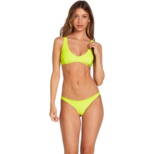 image:imageVolcom Womens Simply Seemless V Neck Swimsuit Bikini TopLime