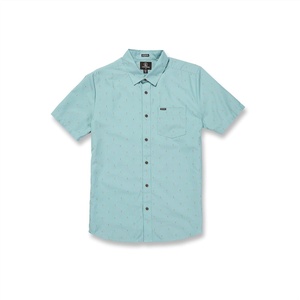 image:imageVolcom Mens Shortsleeve Printed Woven Shirt  Lightweight Buttonup Soft Cotton Blend Casual Fit for SummerCoastal Blue