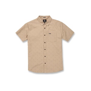 image:imageVolcom Mens Shortsleeve Printed Woven Shirt  Lightweight Buttonup Soft Cotton Blend Casual Fit for SummerKhaki