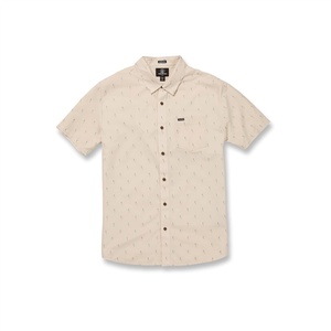 image:imageVolcom Mens Shortsleeve Printed Woven Shirt  Lightweight Buttonup Soft Cotton Blend Casual Fit for SummerWhitecap Grey