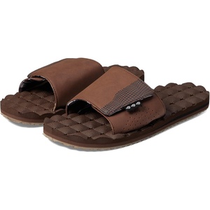 image:imageVolcom Mens Recliner Slide Sandals  Comfort Foam Footbed Waterfriendly Nubuck Strap SlidesBrown